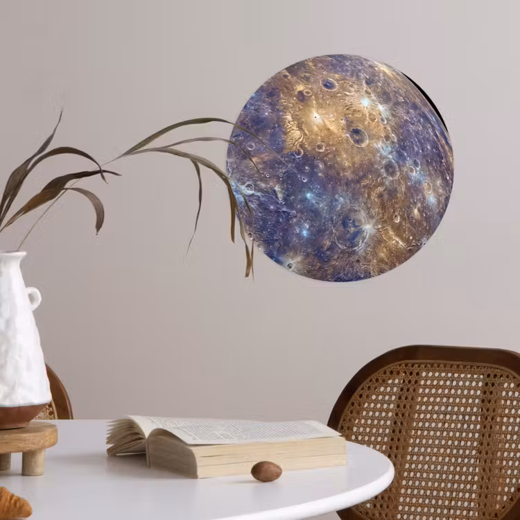 Behangcirkel - Planeet - Kraters - Ruimte - Planeet - Kraters - Ruimte Wandcirkel behangsticker klein