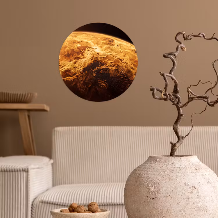 Behangcirkel - Planeet - Ruimte - Oranje - Planeet - Ruimte - Oranje Wandcirkel behangsticker klein
