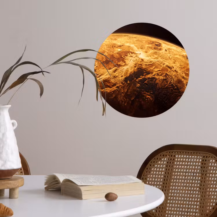 Behangcirkel - Planeet - Ruimte - Oranje - Planeet - Ruimte - Oranje Wandcirkel behangsticker klein
