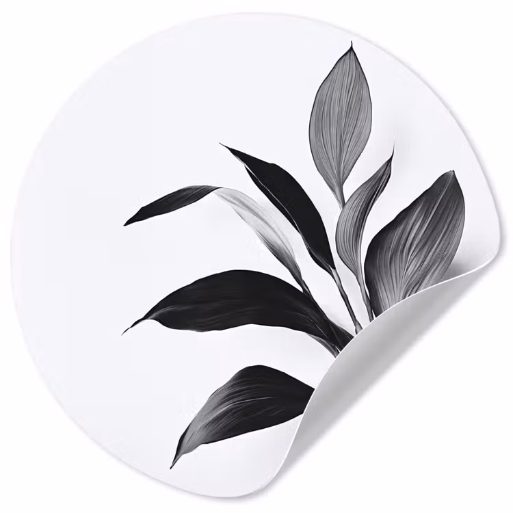Plant - Bladeren - Minimalistisch - Zwart Wandcirkel behangsticker klein -3d