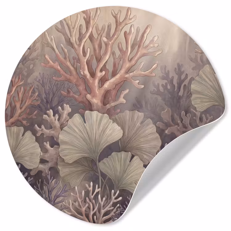 Plant - Bladeren - Zee - Illustratie - Groen Wandcirkel behangsticker klein -3d
