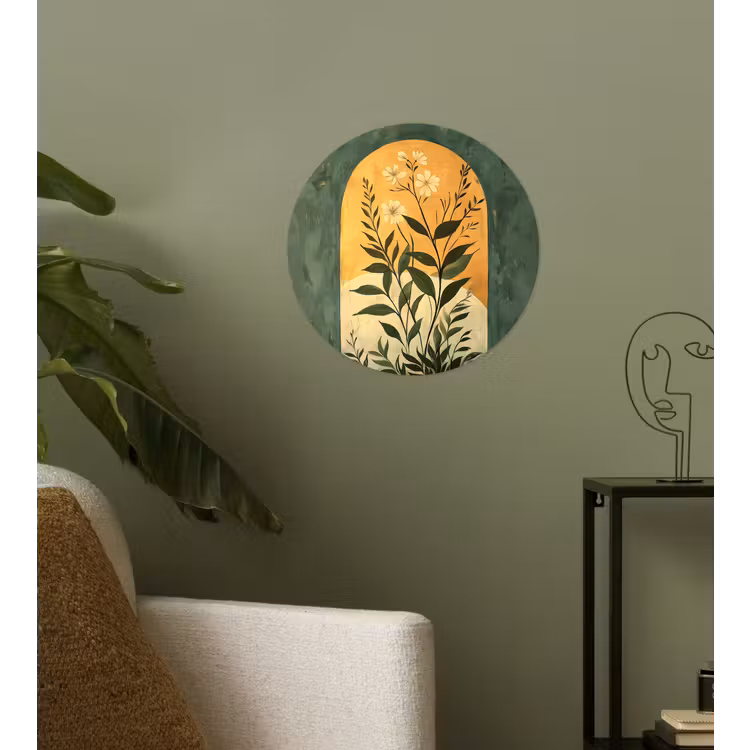 Plant - Bloemen - Wit Wandcirkel behangsticker klein -sfeer2