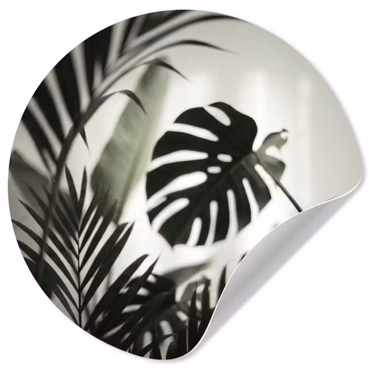 Planten - Bladeren - Natuur - Minimalistisch - Groen Wandcirkel behangsticker klein -3d