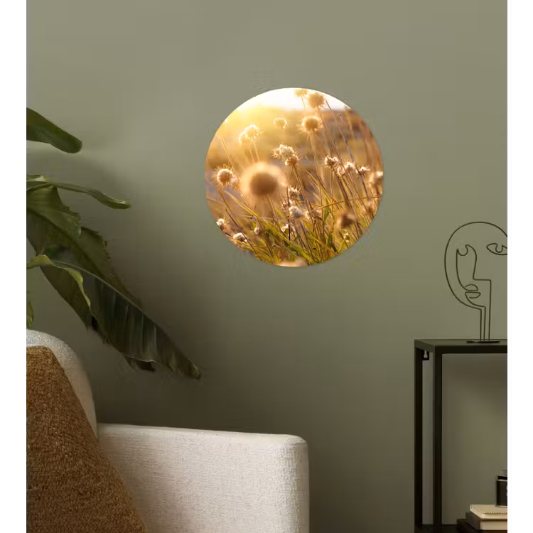 Planten - Natuur - Bloemen - Zon - Horizon Wandcirkel behangsticker klein -sfeer2