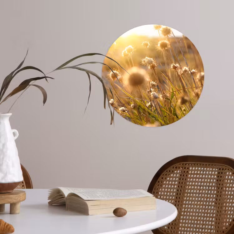 Planten - Natuur - Bloemen - Zon - Horizon Wandcirkel behangsticker klein -sfeer3