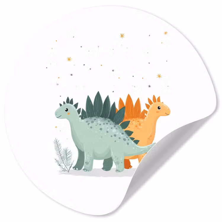 Planten - Sterren - Dinosaurussen - Oranje Wandcirkel behangsticker klein -3d
