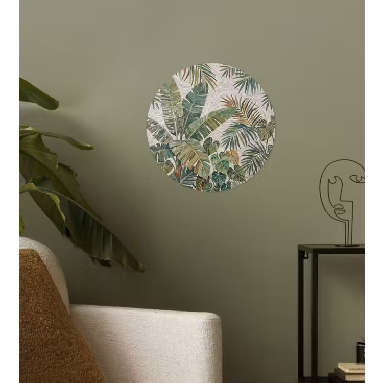 Planten - Tropisch - Mozaïek - Natuur - Groen Wandcirkel behangsticker klein -sfeer2