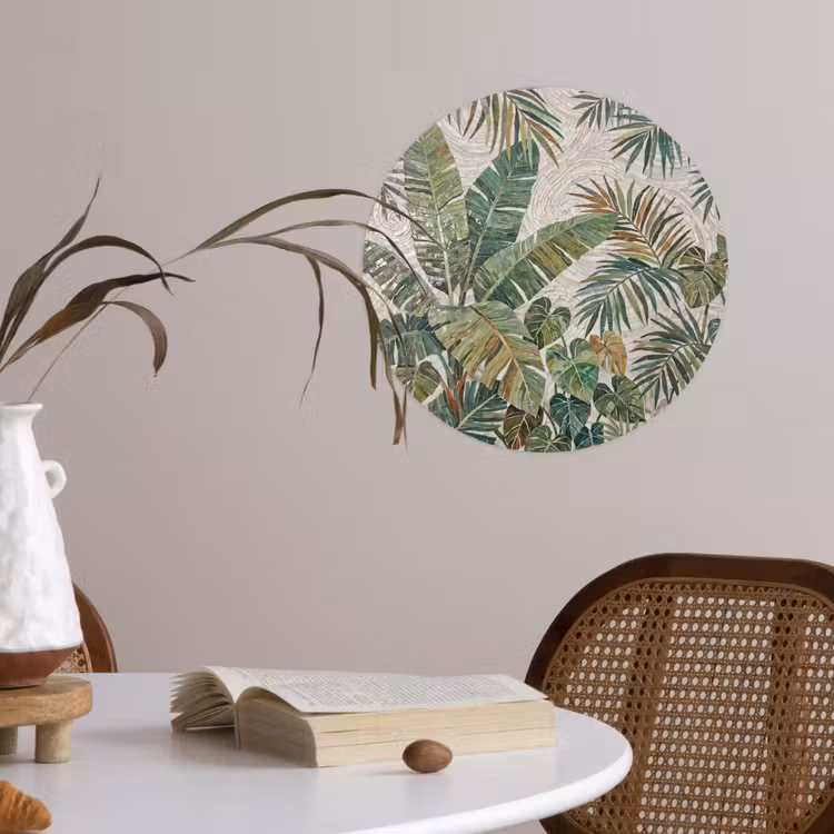 Planten - Tropisch - Mozaïek - Natuur - Groen Wandcirkel behangsticker klein -sfeer3