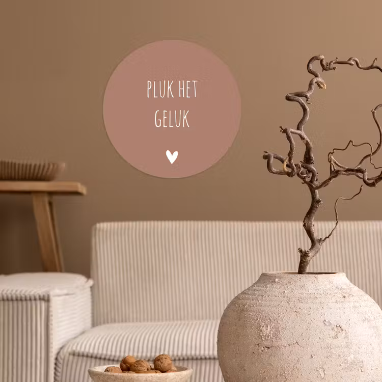 Pluk het geluk - Spreuken - Quotes Wandcirkel behangsticker klein -sfeer1