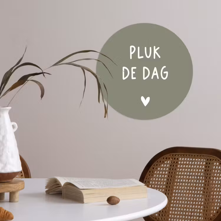 plukdedag-groen Wandcirkel behangsticker klein -sfeer3