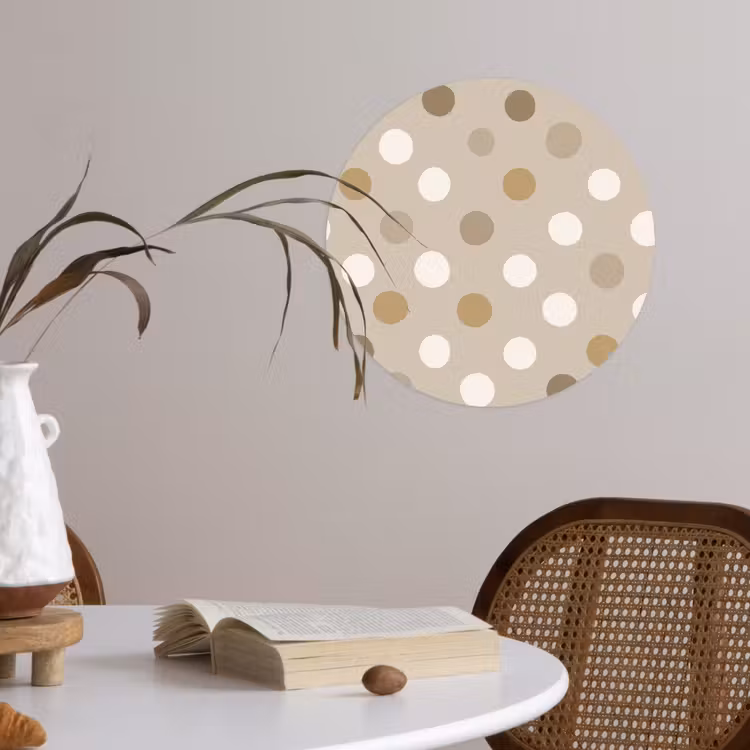 Polka - Dots - Beige Wandcirkel behangsticker klein 186 -sfeer3