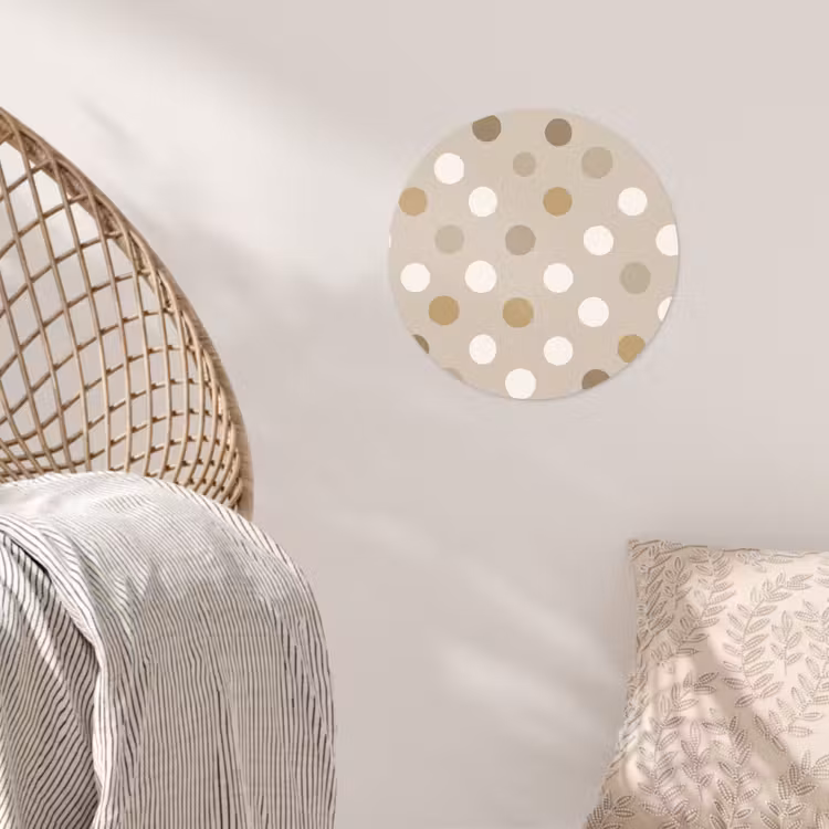 Polka - Dots - Beige Wandcirkel behangsticker klein 186 -sfeer4