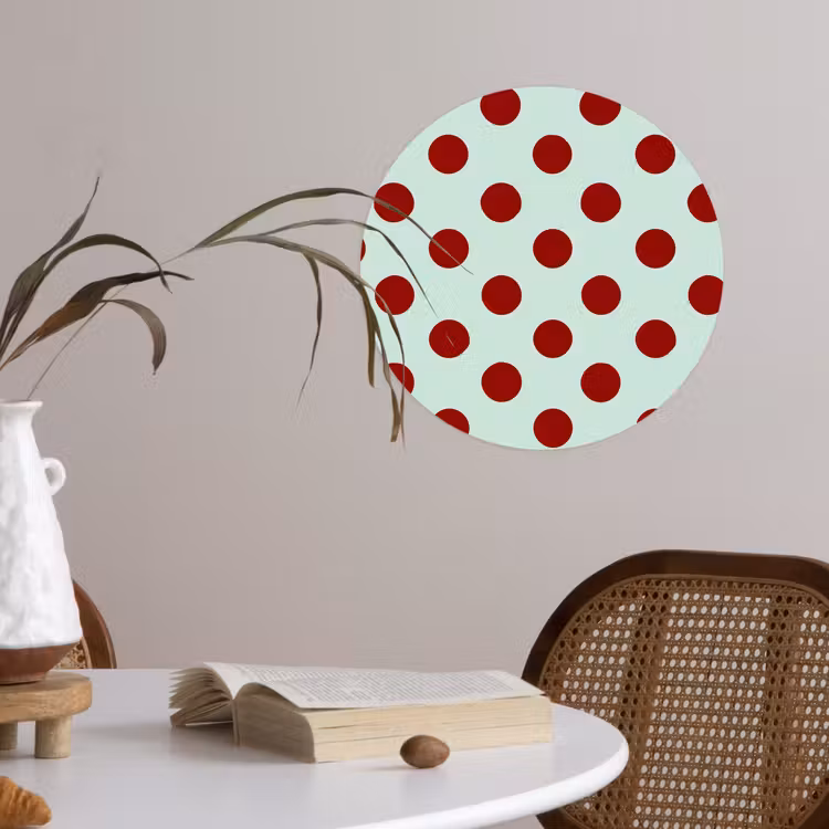 Polka - Dots - Rood Wandcirkel behangsticker klein 186 -sfeer3