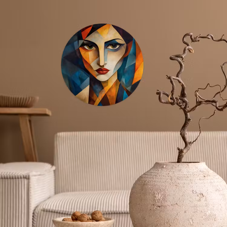 Portret - Abstract - Vormen Wandcirkel behangsticker klein -sfeer1