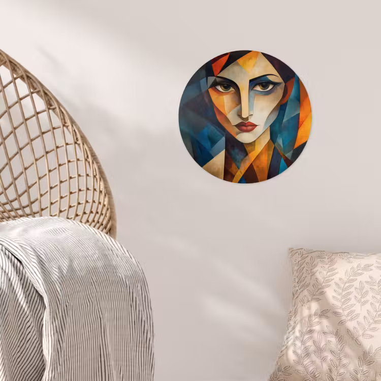 Portret - Abstract - Vormen Wandcirkel behangsticker klein -sfeer4