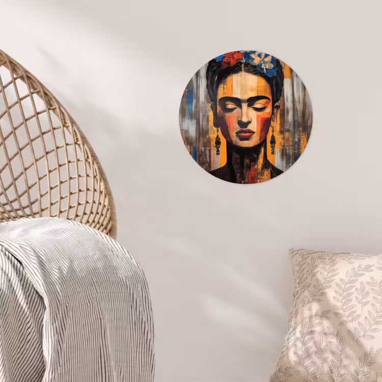 Portret - Vrouw - Bloemen Wandcirkel behangsticker klein -sfeer4