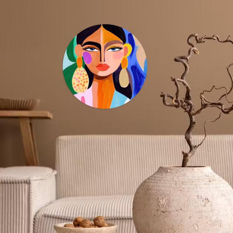 Portret - Vrouw - Modern Wandcirkel behangsticker klein -sfeer1