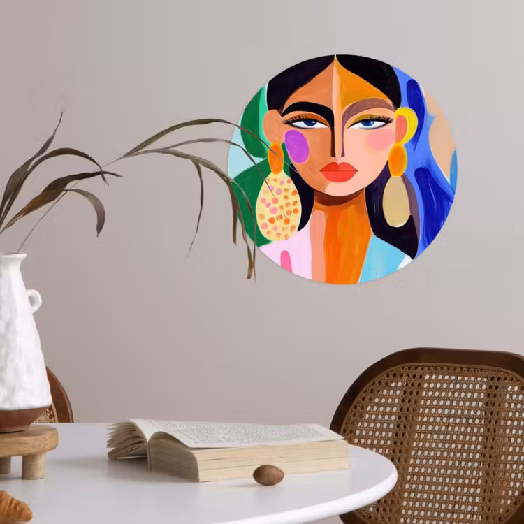 Portret - Vrouw - Modern Wandcirkel behangsticker klein -sfeer3