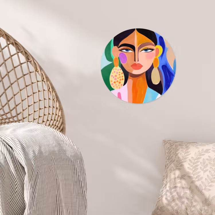 Portret - Vrouw - Modern Wandcirkel behangsticker klein -sfeer4