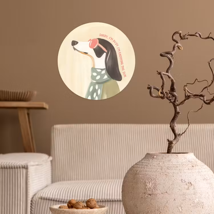 Quote - Hond - Zonnebril Wandcirkel behangsticker klein -sfeer1