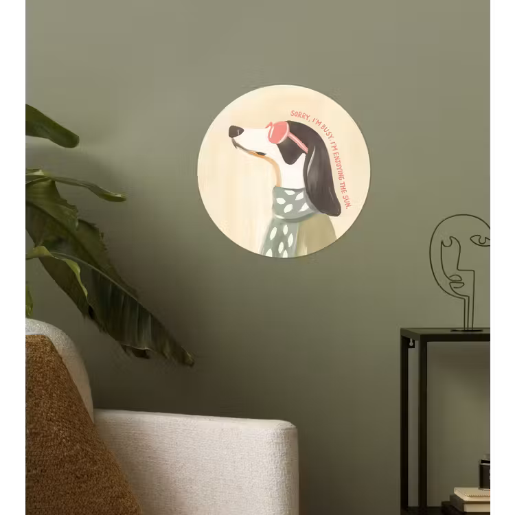 Quote - Hond - Zonnebril Wandcirkel behangsticker klein -sfeer2