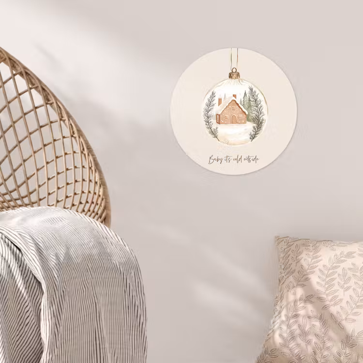 Quote - Winter - Kerst - Beige - Kerstbal Wandcirkel behangsticker klein -sfeer4