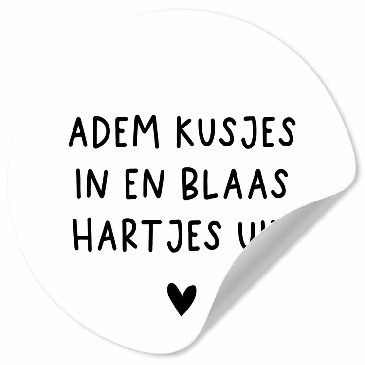 Quotes - Adem kusjes in en blaas hartjes uit - Spreuken Wandcirkel behangsticker klein -3d