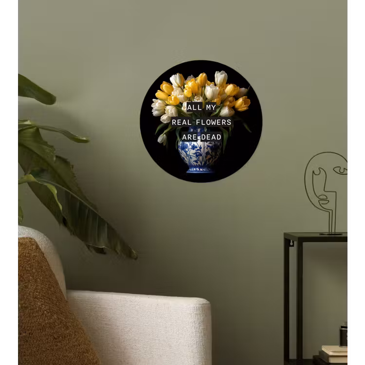 Quotes - Bloem - Tulp - Geel Wandcirkel behangsticker klein -sfeer2