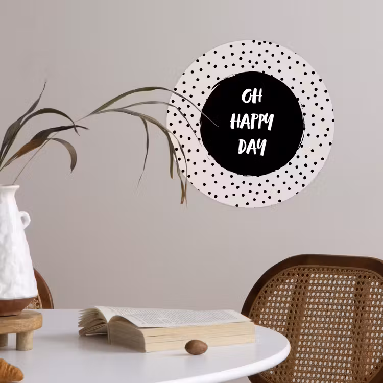 Quotes - Gelukkig - Tekst - Oh happy day Wandcirkel behangsticker klein -sfeer3
