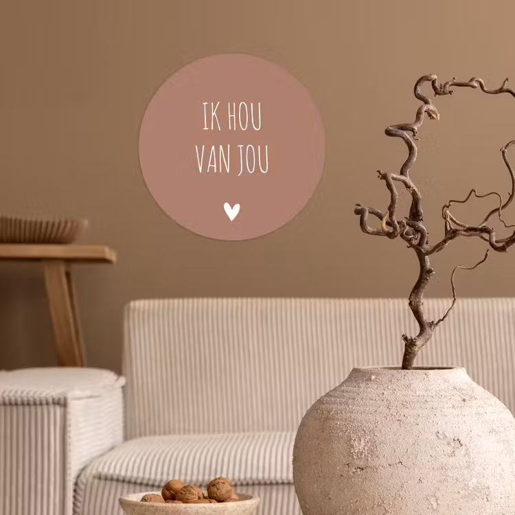 Quotes - Ik hou van jou - Spreuken Wandcirkel behangsticker klein -sfeer1