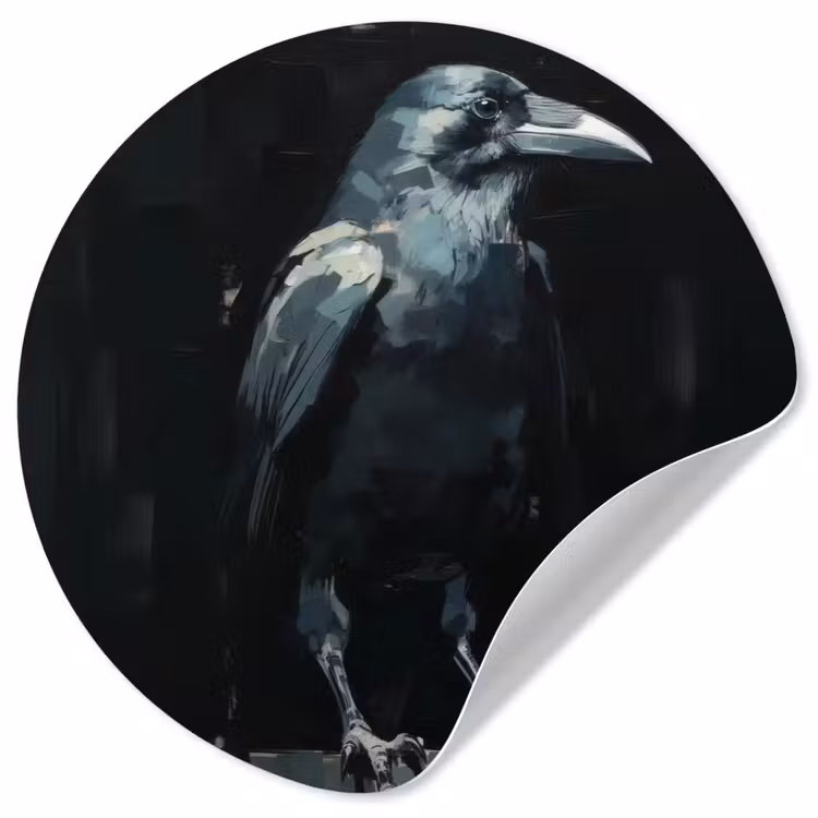 Raaf - Vogels - Zwart Wandcirkel behangsticker klein -3d