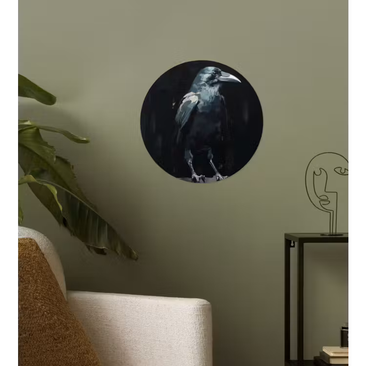 Raaf - Vogels - Zwart Wandcirkel behangsticker klein -sfeer2