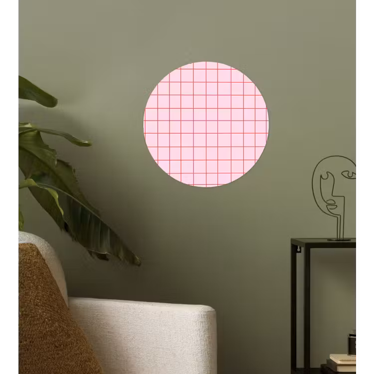 Raster - Patroon - Roze Wandcirkel behangsticker klein 186 -sfeer2