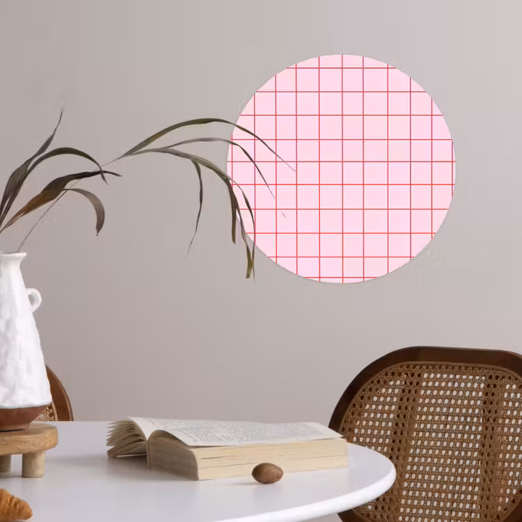 Raster - Patroon - Roze Wandcirkel behangsticker klein 186 -sfeer3