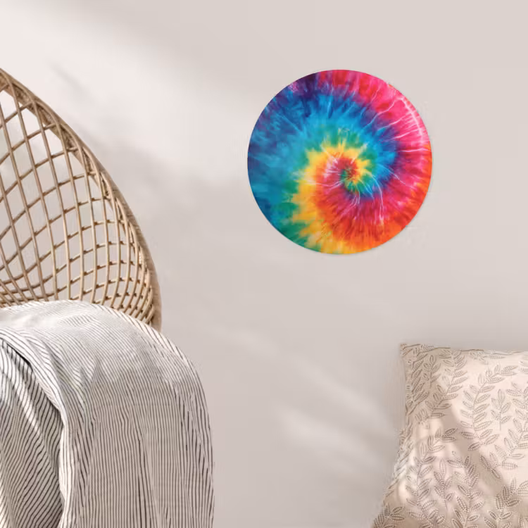Regenboog - Tie dye - Kleurrijk - Blauw Wandcirkel behangsticker klein -sfeer4