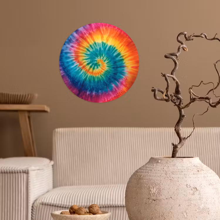 Regenboogkleuren - Tie dye - Wandcirkel behangsticker klein -sfeer1