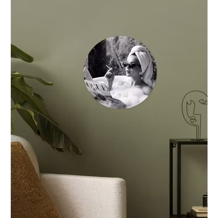 Relaxt - Bad - Zwart - Wit Wandcirkel behangsticker klein -sfeer2