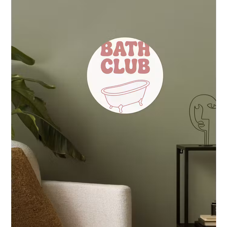 Retro - Bad - Roze Wandcirkel behangsticker klein -sfeer2
