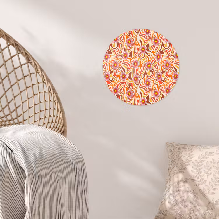 Retro - Bloemen - Patroon Wandcirkel behangsticker klein 186 -sfeer4