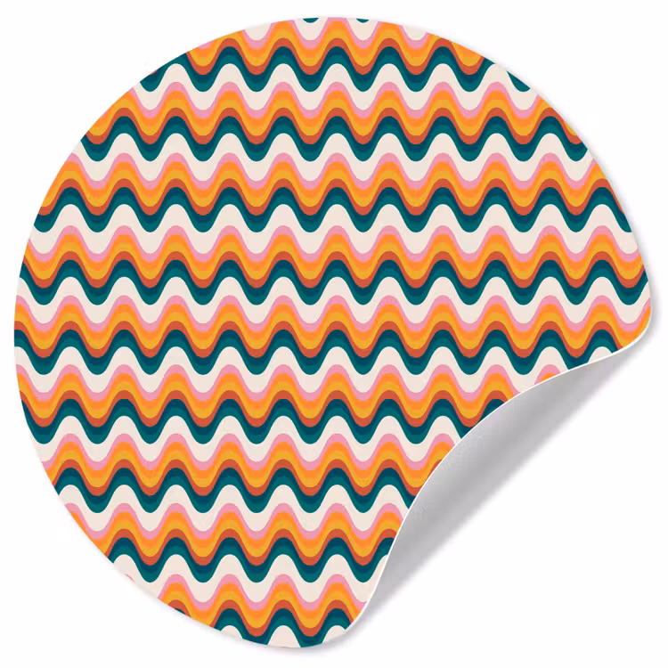 Retro - Disco - Golven - Kleur Wandcirkel behangsticker klein 186 -3d
