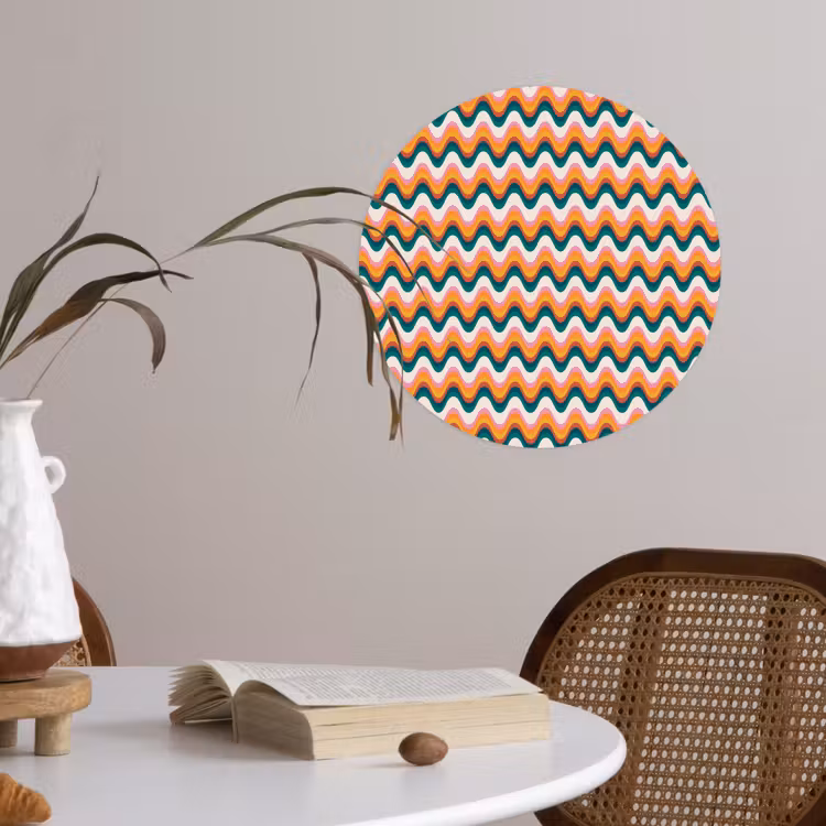 Retro - Disco - Golven - Kleur Wandcirkel behangsticker klein 186 -sfeer3
