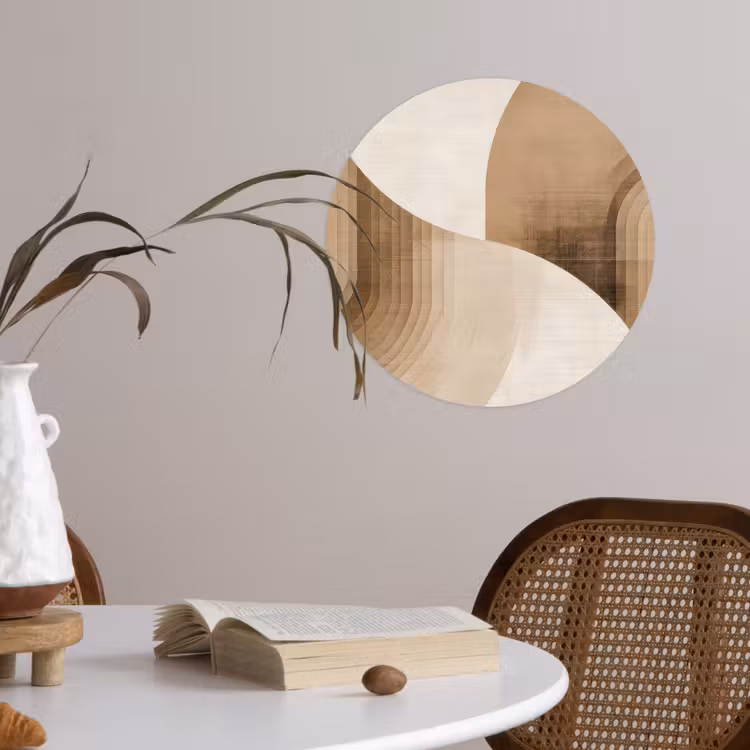 Retro - Geometrische lagen - Aardetinten Wandcirkel behangsticker klein -sfeer3