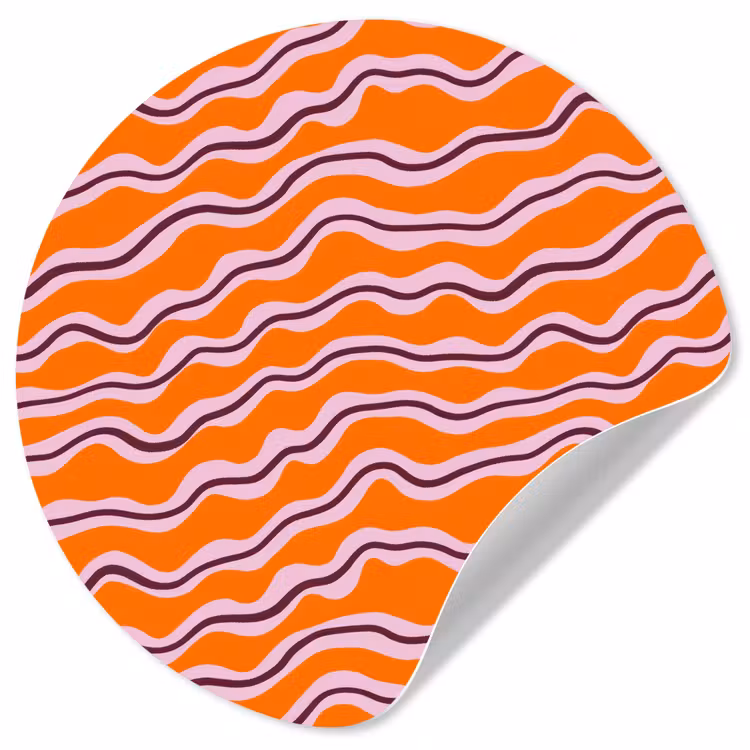 Retro - Golvend - Oranje Wandcirkel behangsticker klein 186 -3d