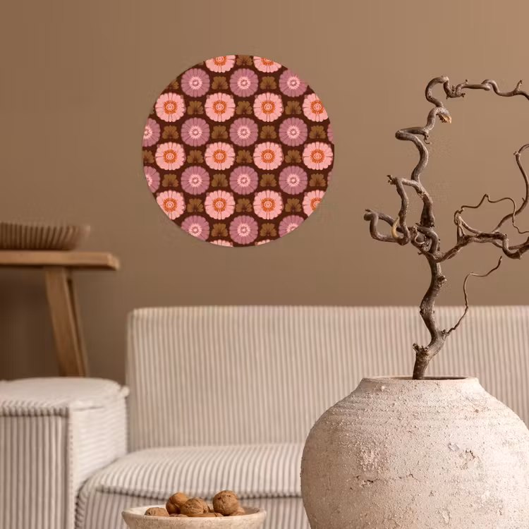 Retro - Madelief - Roze Wandcirkel behangsticker klein 186 -sfeer1