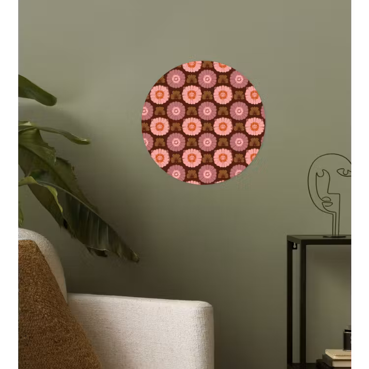 Retro - Madelief - Roze Wandcirkel behangsticker klein 186 -sfeer2