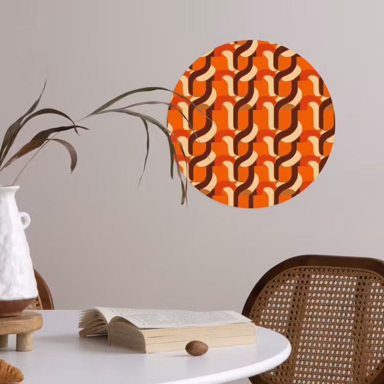 Retro - Modern - Kleurrijk Wandcirkel behangsticker klein 186 -sfeer3
