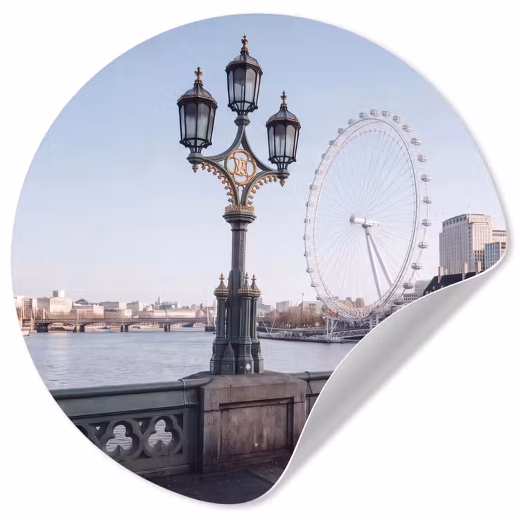 Reuzenrad - Londen - Stad - Architectuur - Brug Wandcirkel behangsticker klein -3d