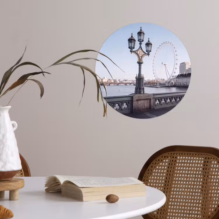 Reuzenrad - Londen - Stad - Architectuur - Brug Wandcirkel behangsticker klein -sfeer3