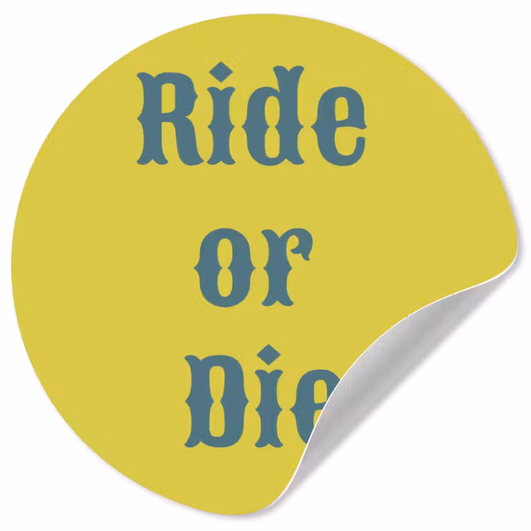 Ride or die - Geel - Blauw Wandcirkel behangsticker klein -3d
