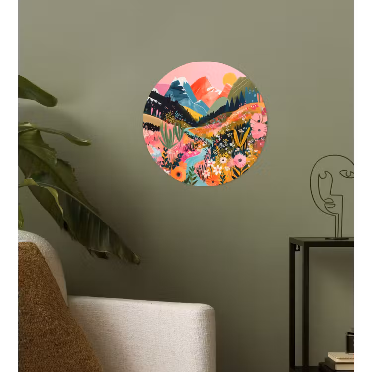 Rivier - Diepte - Bloemen Wandcirkel behangsticker klein -sfeer2